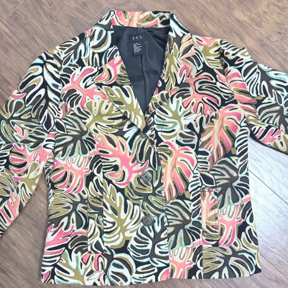 Colorful Leaf Pattern Blazer